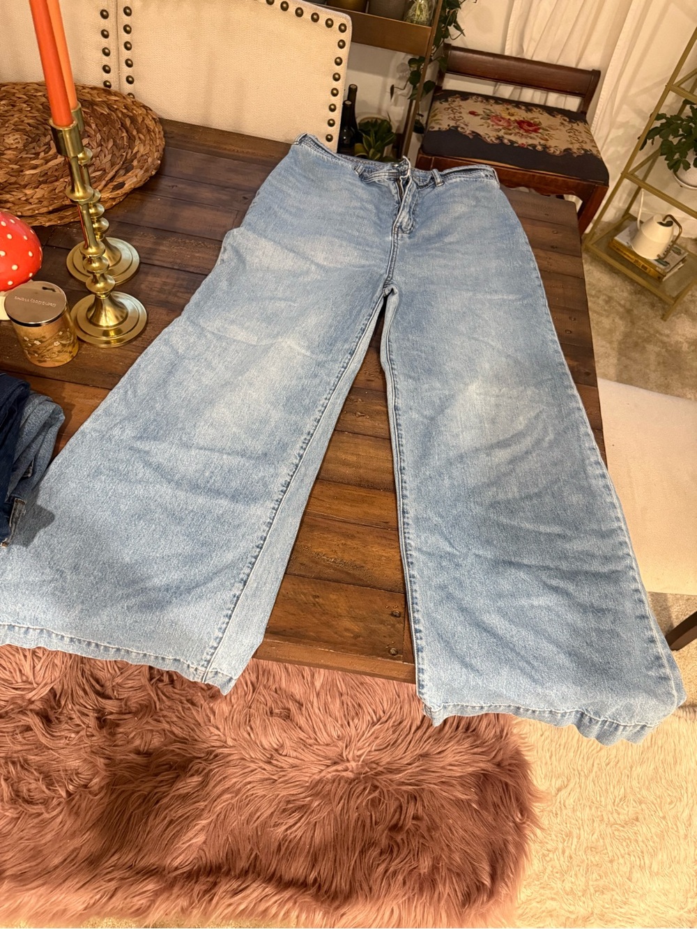 BCBGMaxAzria Light Blue Wide-Leg Jeans